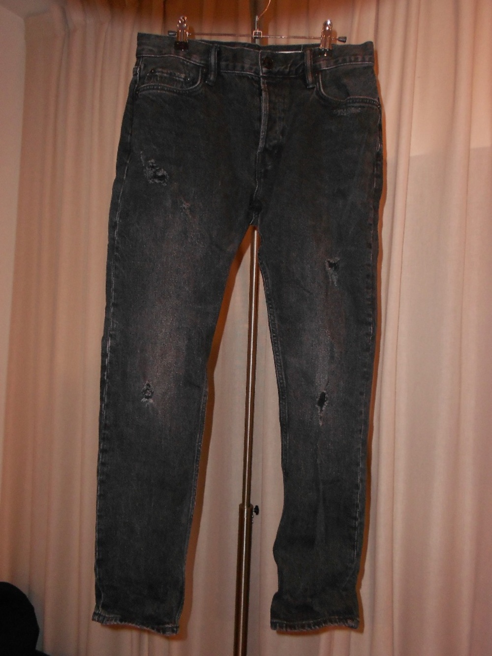 All Saints Rex Jeans Faded Black Distressed Mens 31W/30L